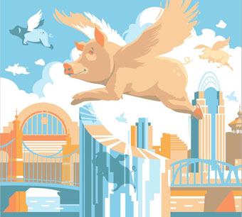 The Flying Pig Ascent over Cincinnati by Tom Post